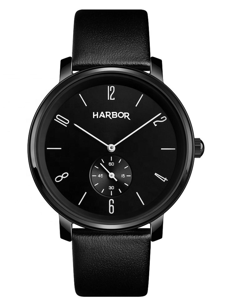 Harbor Slim Black Genuine Leather Strap Analogue Simple And Fashion Business Wrist Watch For Men
