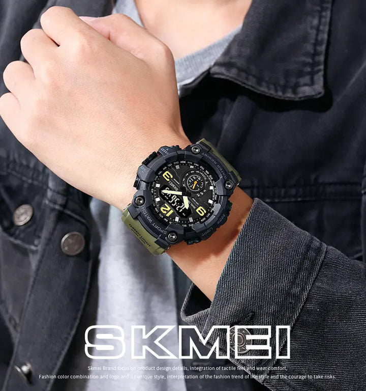 SKMEI 1637 Green Multi-Function Digital Analogue watch Waterproof Sports Watch for Men