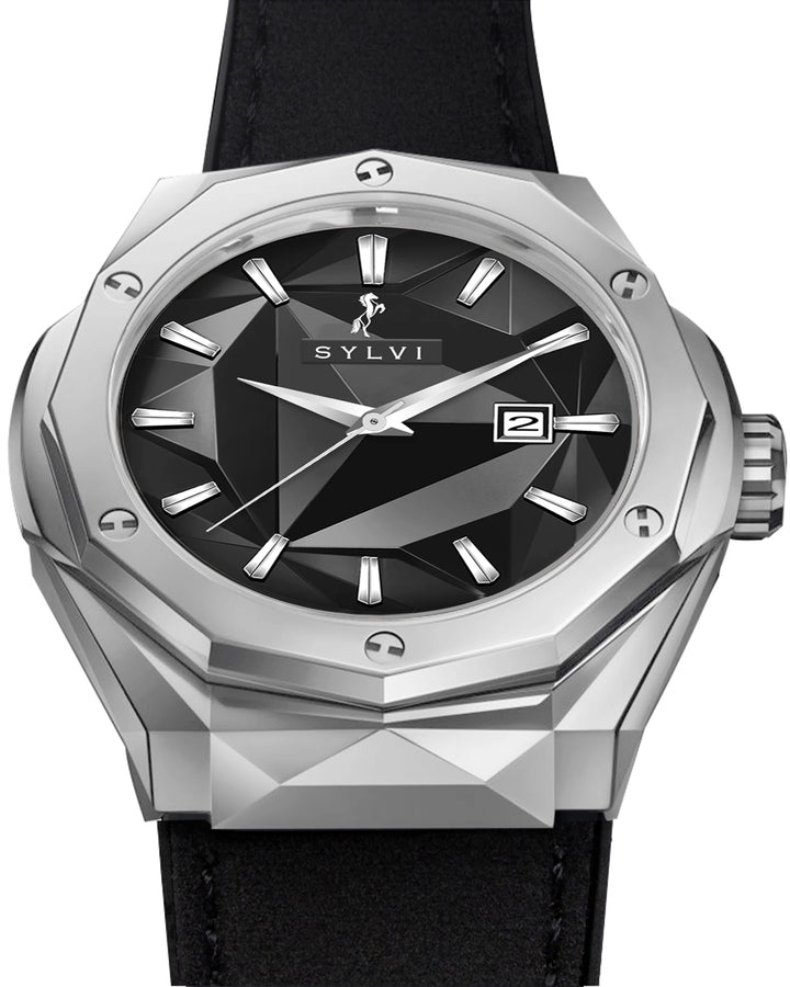 Sylvi Imperial Silver-Black Wrist Watch For Men