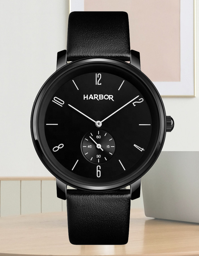 Harbor Black Dial Genuine Leather Strap Analogue Simple And Fashion Business Wrist Watch For Men