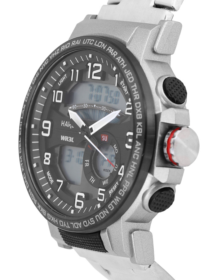 Harbor 1002 Stainless Steel Multi Function Analog-Digital Wrist Watch For Men