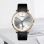 Men's Slim Gold Case Watch with Silver Dial & Leather Strap