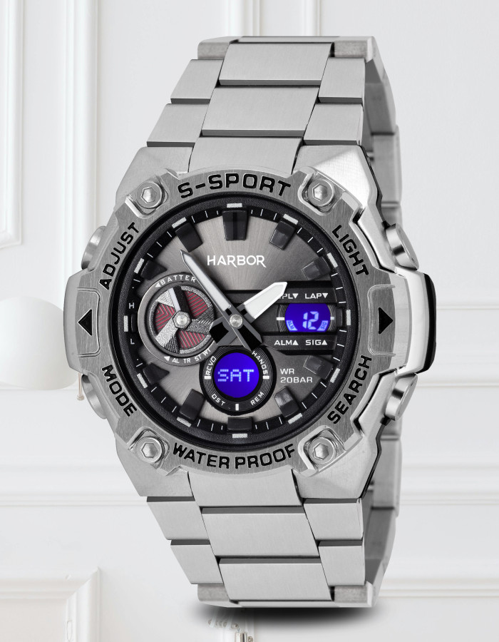 Harbor 9125 Stainless Steel World Time Watch For Men Harbor 9125 Stainless Steel World Time Watch For Men