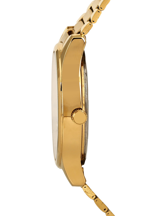 Gold Stainless Steel Strap Long Lasting IGP Plated Day and Date Wrist Watch for Men