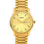 Gold Stainless Steel Strap Long Lasting IGP Plated Day and Date Wrist Watch for Men
