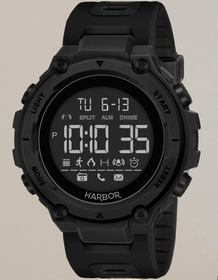 HARBOR 9098 Black PU Strap Digital Sports Watch For Men & Boys