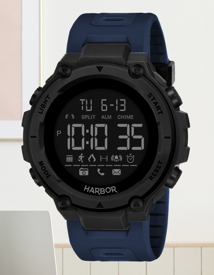 HARBOR 9098 Blue PU Strap Digital Sports Watch For Men & Boys