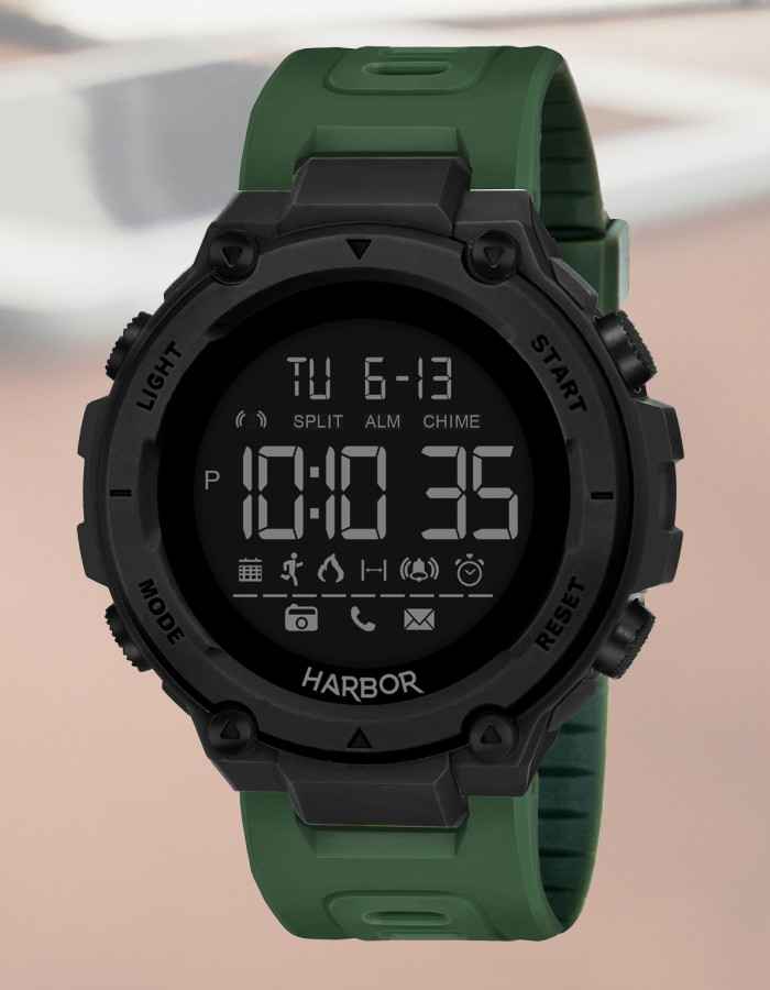 HARBOR 9098 Green PU Strap Digital Sports Watch For Men & Boys